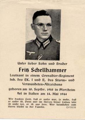 Sterbebild Fritz Schellhammer