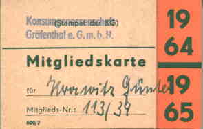 greres Bild - Mitgliedskarte Konsum DDR