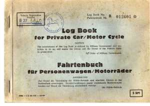 enlarge picture  - car log book post WW2