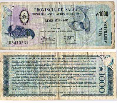 greres Bild - Geldnote Argentinien 1991