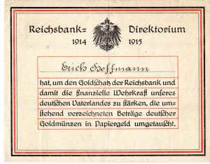 gr��eres Bild - Urkunde Goldspende   1916