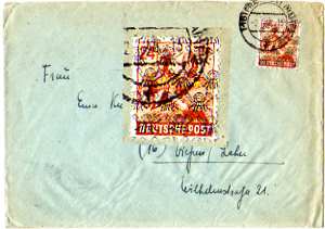 Brief mit Whrungsreform-Briefmarke Posthrnchennetz  Juli 1948