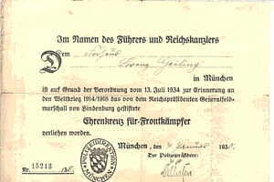 greres Bild - Urkunde Ehrenkreuz FK 191