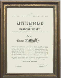 enlarge picture  - Urkunde Courage Orden Wal