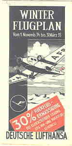 greres Bild - Flugplan Lufthansa   1934