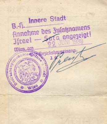 Heimatschein Wien - sterreichischer Jude